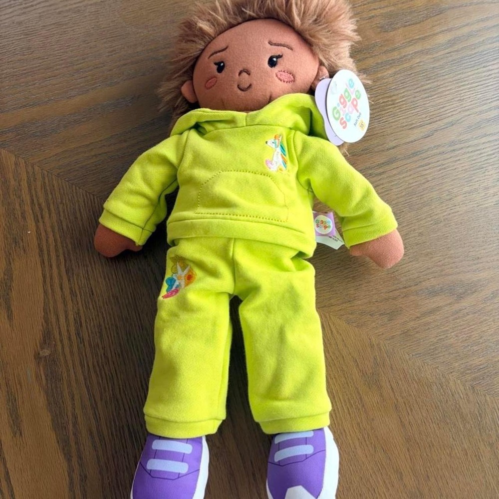 Gigglescape 15 Inch Soft Doll Lime Green Unicorn Sweatsuit NWT